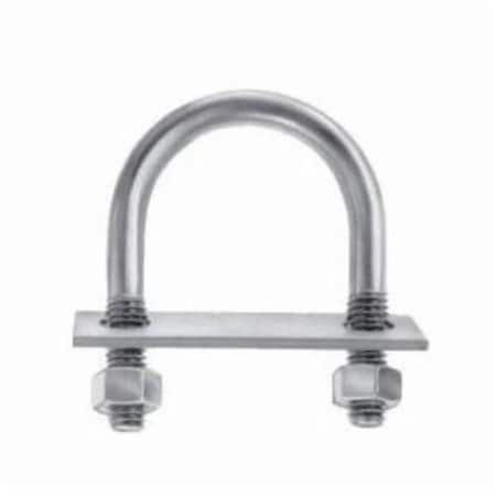 Chicago Hardware Round U-Bolt, 3/8", 1-1/2 in Wd, 2-1/2 in Ht, Plain Stainless Steel 50680 9